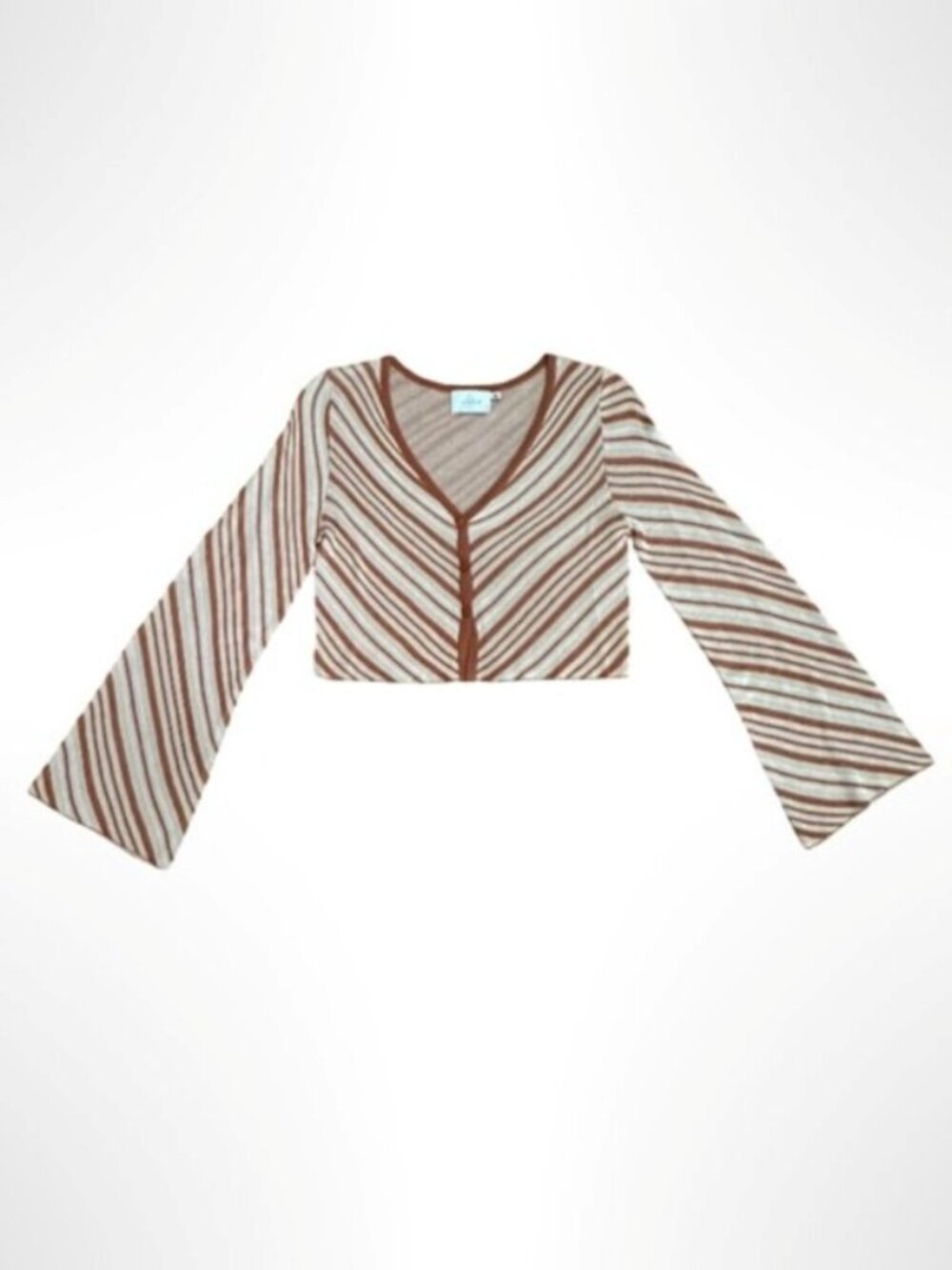LUSH Diagonal Stripe Knit Crop Top Rust Cream Size S NWOT